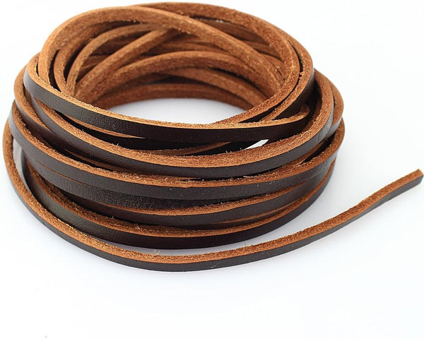 Lollibeads ™ Heavy Duty Strong 4 Mm Genuine Leather Cord Braiding String for Jewelry Making Craft DIY Assorted Color Dark Brown 5 Meters (5+ Yards)