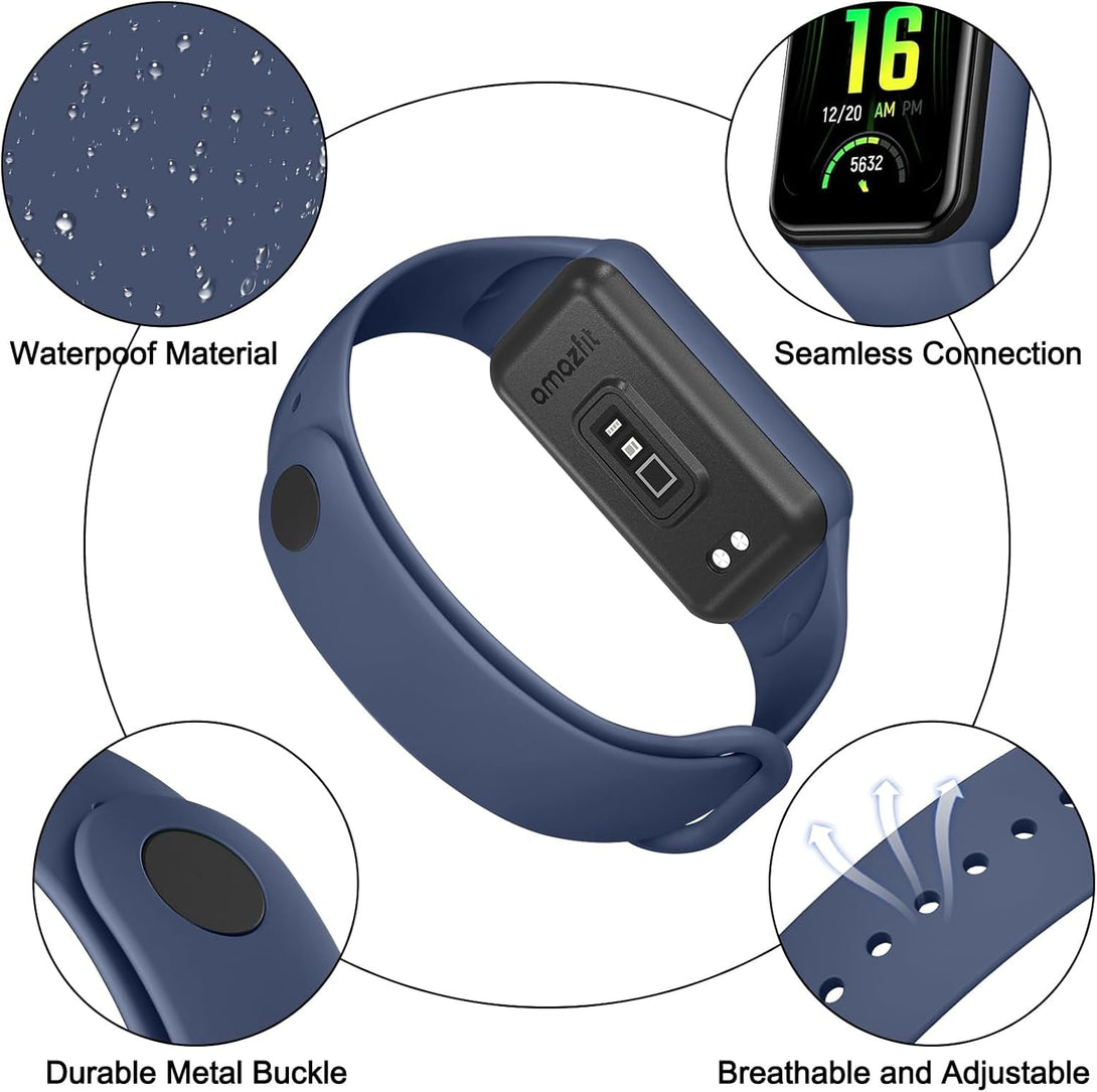 Meliya Bands for Amazfit Band 7 Straps, 4-Pack Soft Silicone Sport Replacement Bracelet Strap for Amazfit Band 7 Fitness & Health Tracker Women Men