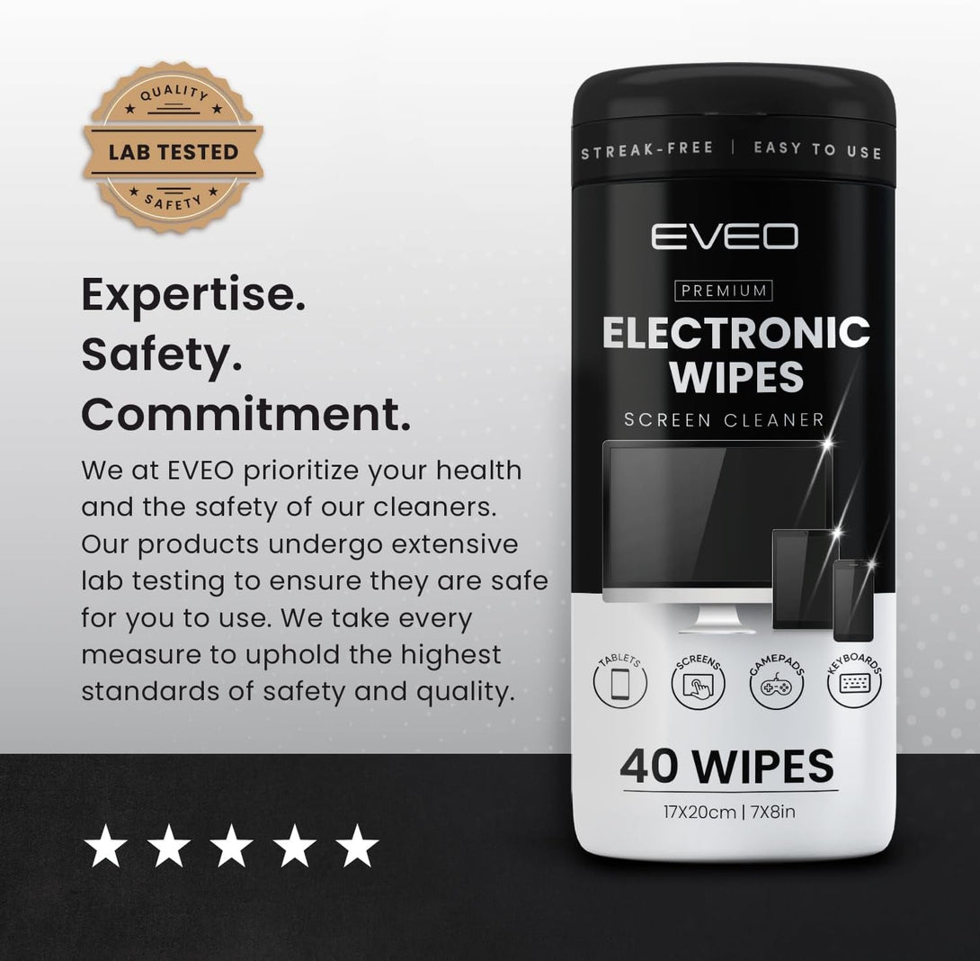 Electronic Wipes Screen Cleaner [40 Wipes] Streak-Free Computer Screen Cleaner & TV Screen Cleaner - Screen Wipes for Electronics, Screen Cleaner Wipes, Laptop Cleaner - [Microfiber Cloth+40 Wipes]