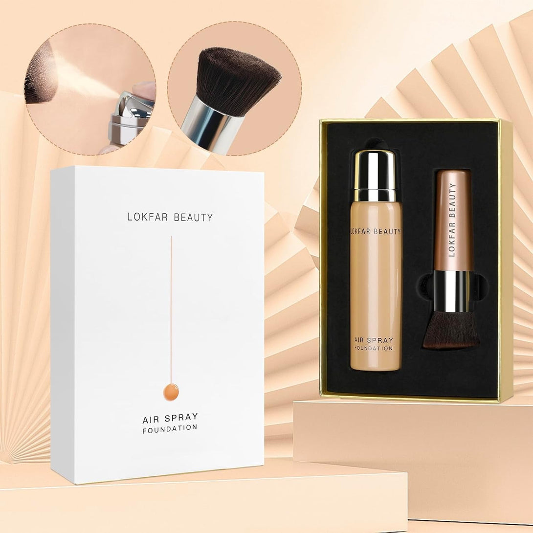 Airbrush Foundation Spray, Silky Mist Spray Makeup Kit with Brush, Full Coverage Foundation for Smooth Radiant Finish, Formula Breathable Lightweight Hydrating | #02 Nude