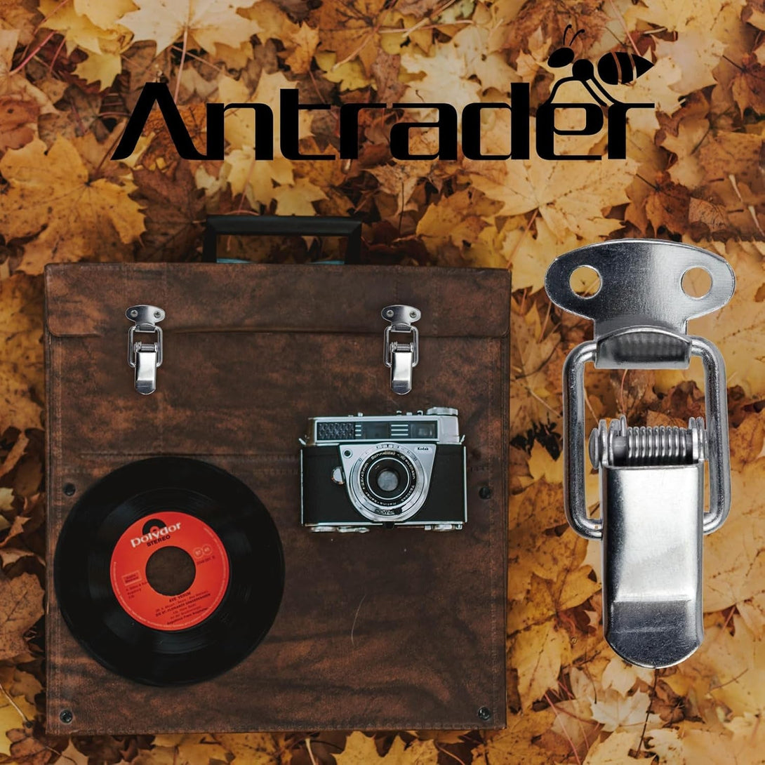 Antrader Spring Loaded Buckle Latch Stainless Steel Toggle Hasp Lock for Wooden Case Toolboxes with Screws Pack of 6