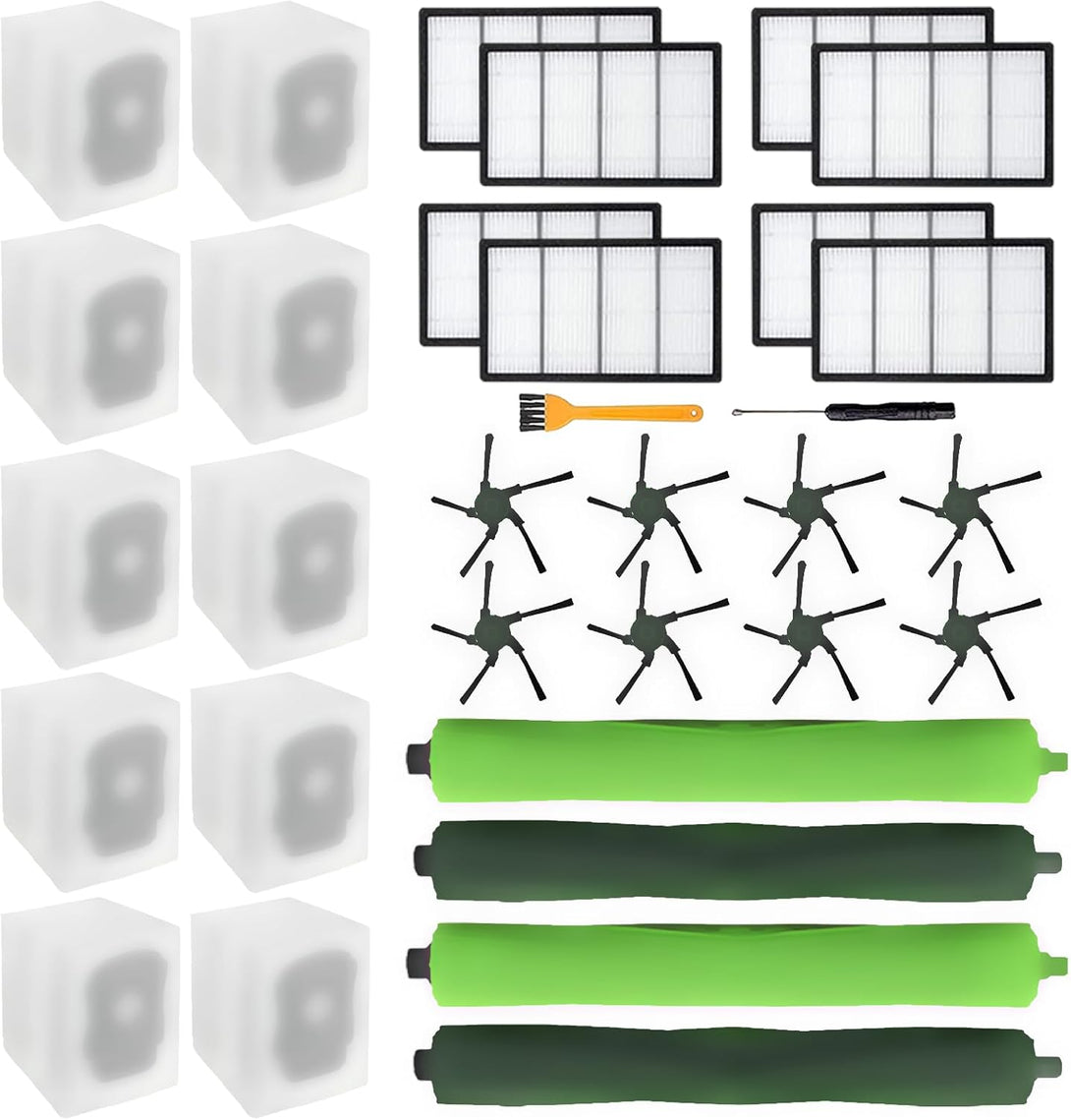 Replacement Parts for Roomba S9 (9150) S9+ S9 plus (9550) S Series Vacuum Cleaner Accessories Inclue 2 Set Roller Brushes & 8 Filters & 8 Side Brushes & 10 Vacuum Bags