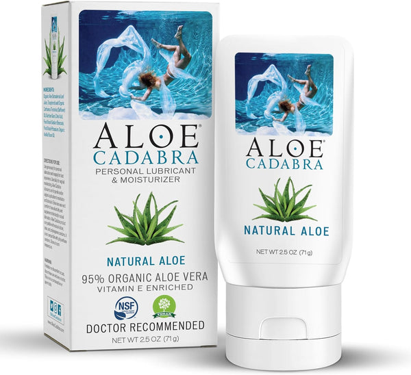 Aloe Cadabra Natural Water Based Personal Lubricant and Vaginal Moisturizer, Organic Aloe Lube for Men, Women and Couples, Non-Staining, Ph Balanced (Unscented 2.5 Ounces, 1 Pack)