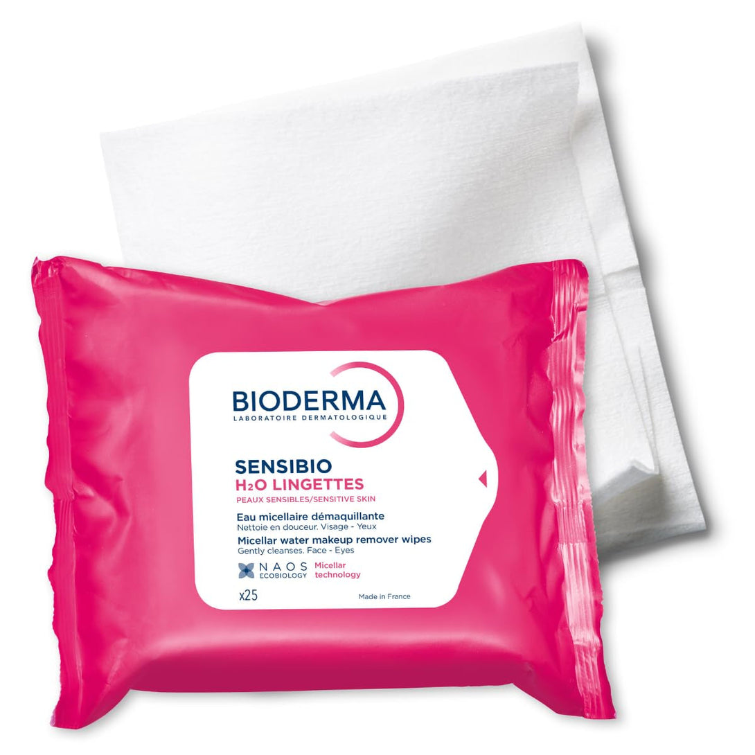 Bioderma - Sensibio H2O Wipes - Cleansing and Makeup Removing - Skin Soothing - for Sensitive Skin - 25 Wipes
