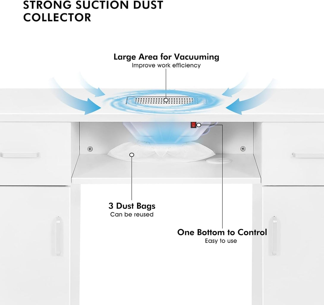 Artist Hand Manicure Table, Nail Table, Storage Rack,Nail Station, Wooden Drawers, Nail Desk, Beauty Workstation, Wrist Cushion, Nail Table, Lockable Wheels