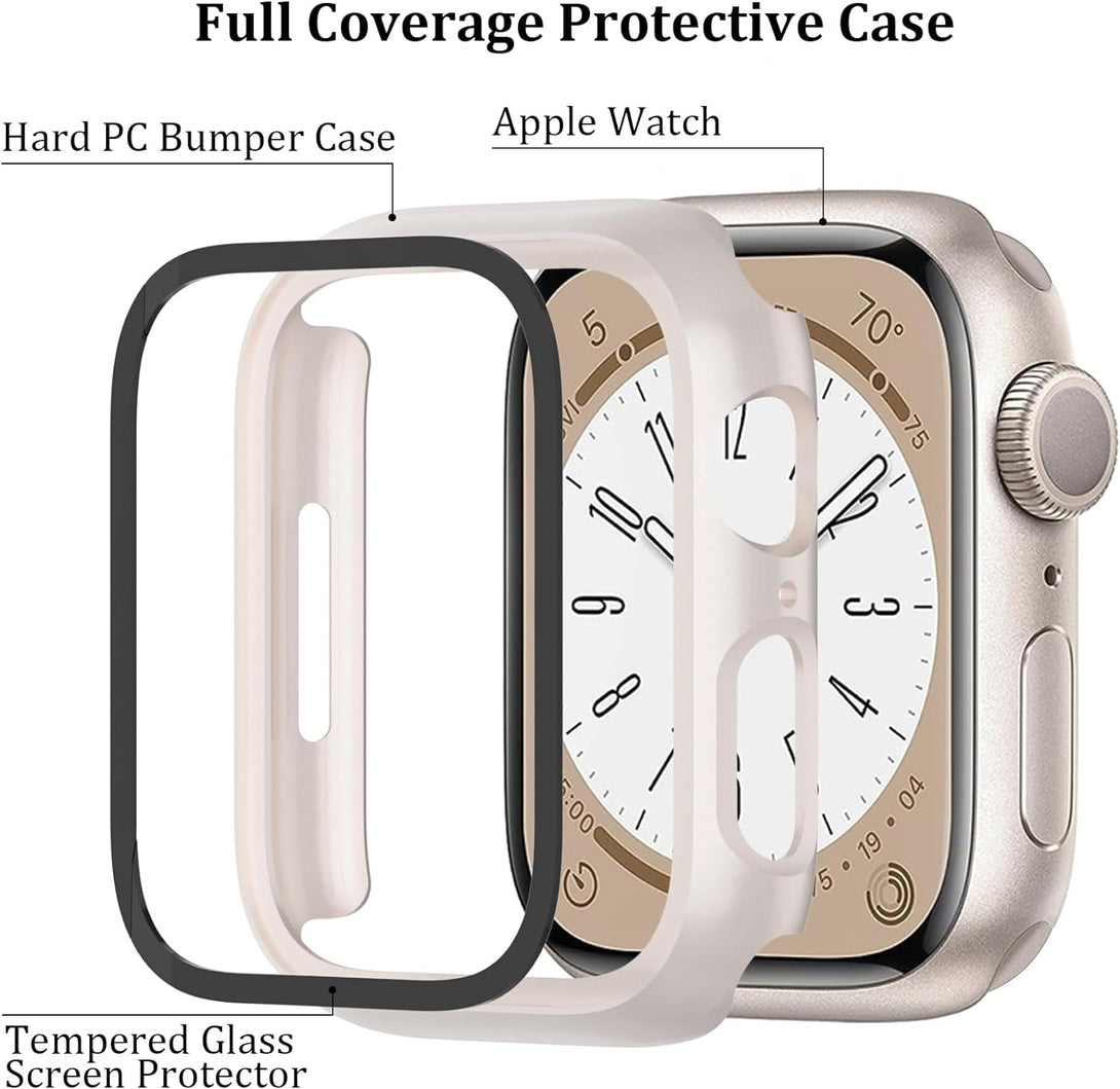 6-Pack Case Compatible with Apple Watch 40Mm Series SE 2Nd Gen 6 5 4 with Tempered Glass Screen Protector, QCKANLJ Ultra-Thin Hard PC Full Protective Face Cover Bumper for Iwatch 40Mm