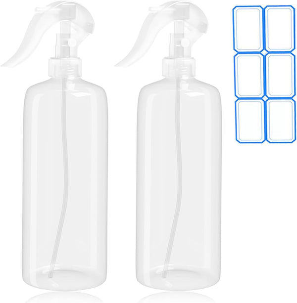 2 Pack 16.9 Oz (500Ml) Spray Bottles for Hair, Plants, Cleaning, Cooking, BBQ, Cats - Fine Mist, Refillable, Reusable