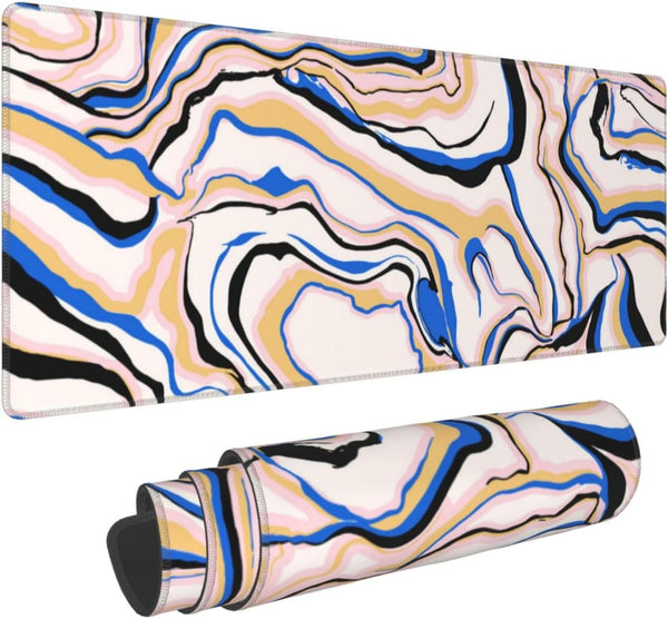 Abstract Marble Gaming Mouse Pad XL, Large Non Slip Rubber Mousepad, Stitched Edges Mouse Pads, Long Extended Mouse Pad,31.5'' X 11.8''