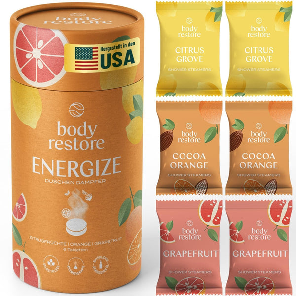 Body Restore Shower Steamers Aromatherapy 6 Pack - Gifts for Dad, Grandpa, Birthday Gift for Mom, Daughter, Son, Best Friend, Travel Essentials, Stress Relief, Self Care - Citrus