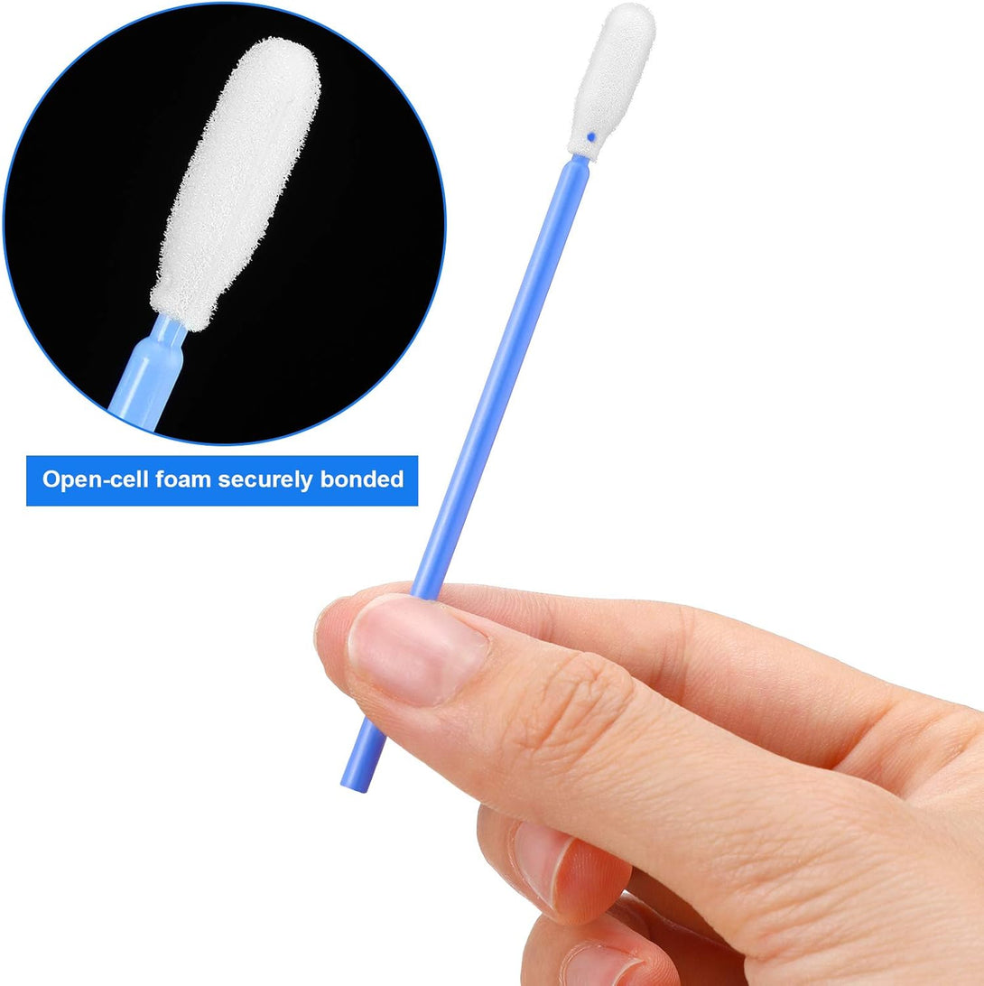 200 Pieces Foam Swab Cleaning Swab Foam Tips Sponge Stick for Inkjet Printer Print Head Camera Optical Lens Optical Equipment (Blue)