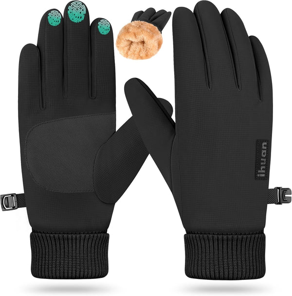 Ihuan Winter Waterproof Gloves for Men Women Snow Ski - Cold Weather for Running Cycling, Warm Thermal Touchscreen Finger
