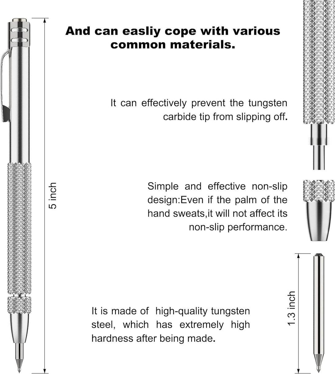 2 Pack Tungsten Carbide Scriber with Magnet,With Extra 10 Replacement Marking Tip,Etching Engraving Pen for Glass/Ceramics/Metal Sheet