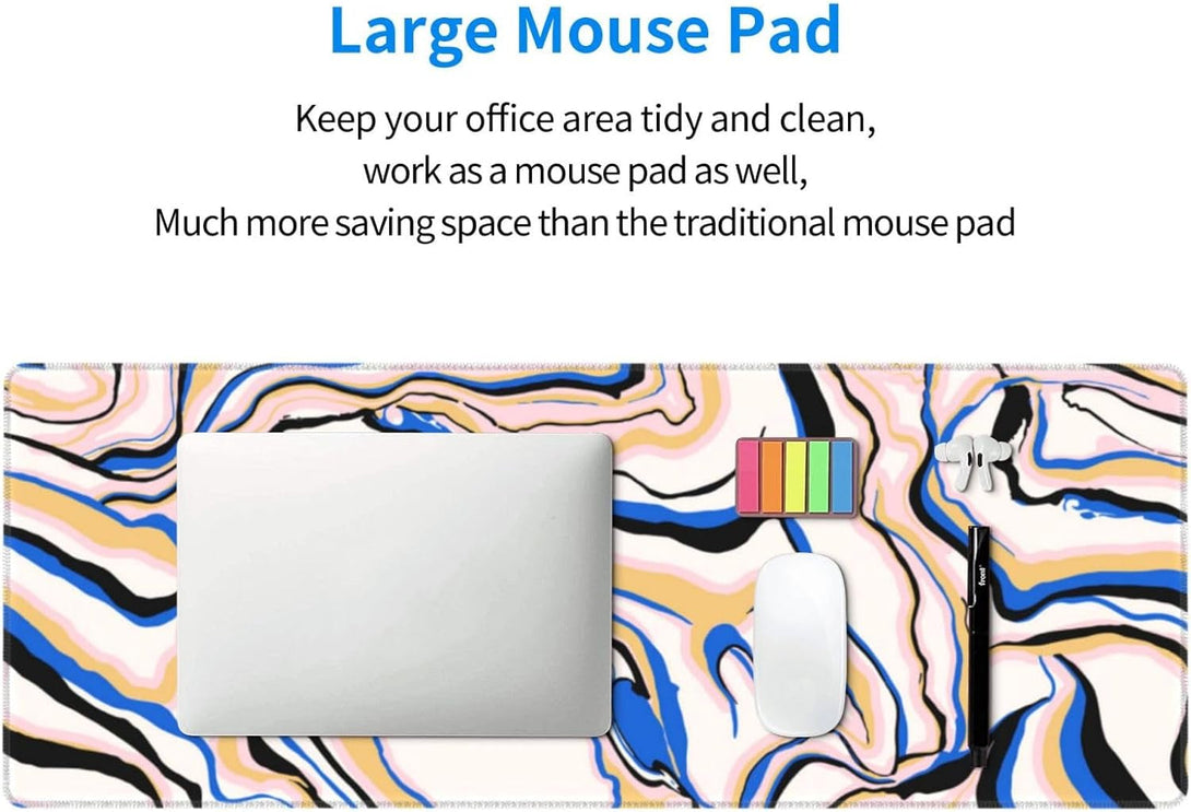 Abstract Marble Gaming Mouse Pad XL, Large Non Slip Rubber Mousepad, Stitched Edges Mouse Pads, Long Extended Mouse Pad,31.5'' X 11.8''