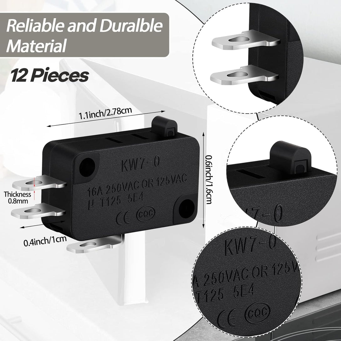 6 Pieces Microwave Oven Door Switch Replacement Part W10269458 W10727360 W10269460 SZM-V16-FC-61 SZM-V16-FC-62 SZM-V16-FC-63, Compatible with Most Microwave Ovens