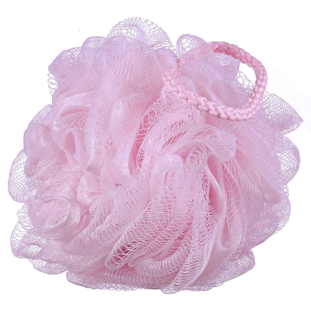 60G/Pcs Pink Mesh Bath Sponge Shower Pouf Loofahs Shower Puff Pack of 4 (Pink)