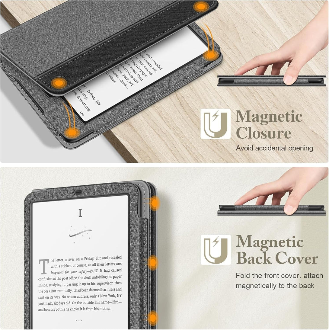 Fintie Case for 7"/6.8" Kindle Paperwhite(12Th/11Th Generation-2024/2021) and Kindle Colorsoft Signature Edition -Slim Foldable Stand Cover Auto Wake/Sleep for Paperwhite 2024, Gray