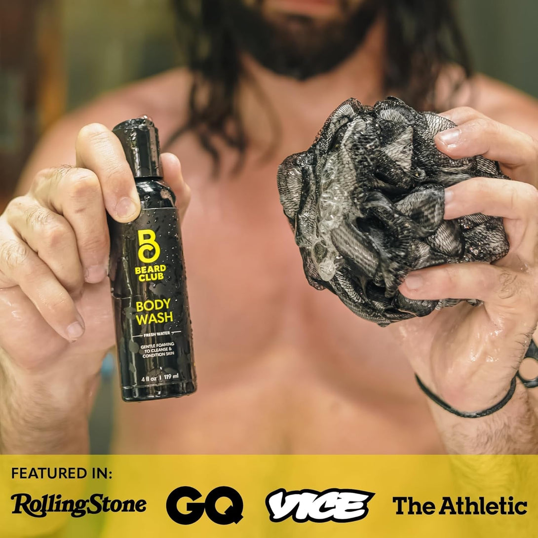 Beard Club Premium Exfoliating Loofah Sponge for Men - Soft Shower Body Scrubber for Men & Women, Large Bath Loofah for Luxurious Skin Care, Durable Shower Pouf & Bathing Accessories in Stylish Design