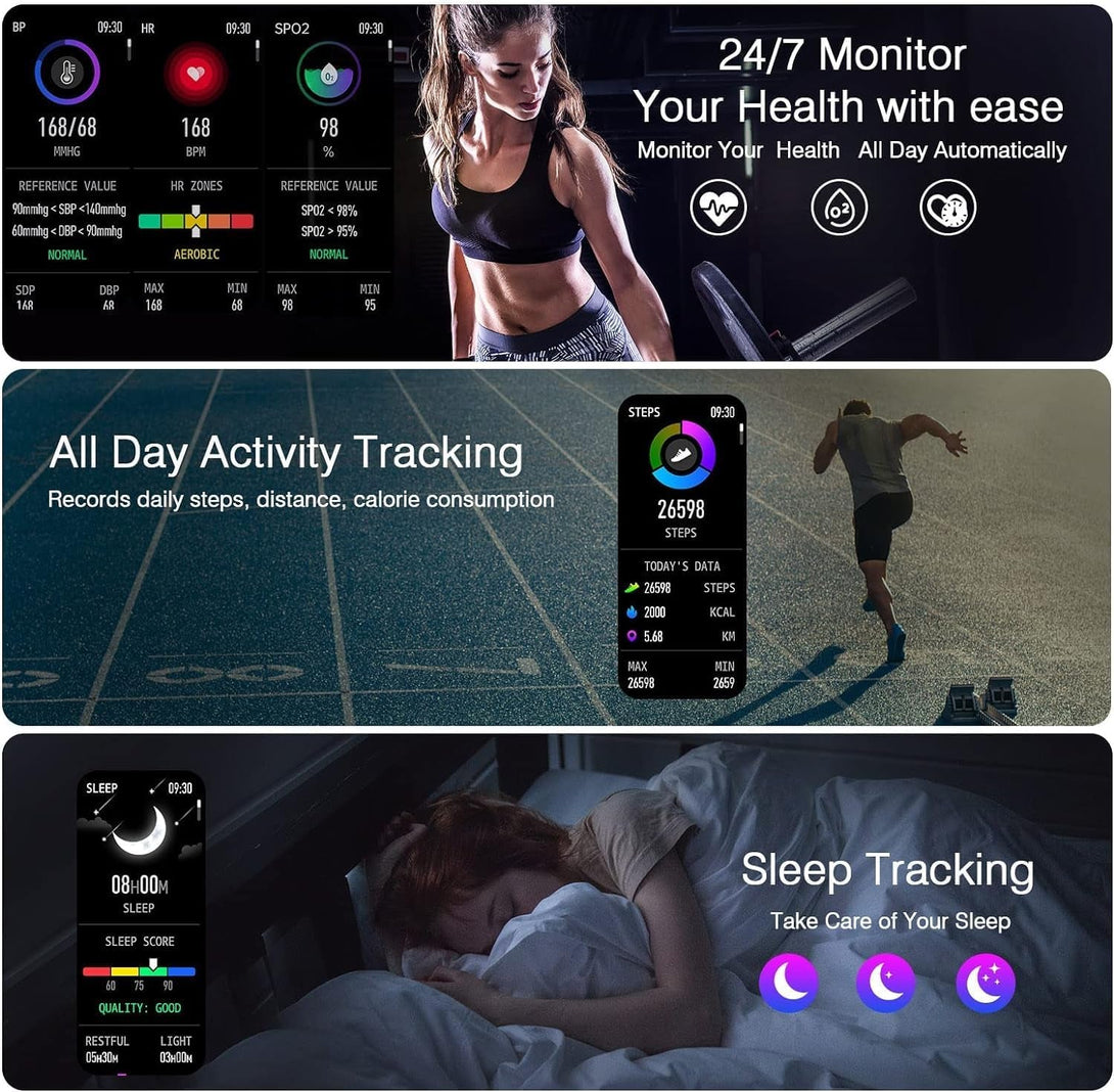 Smart Watch for Men Women (Answer/Make Calls) 1.83" Smartwatch for Android Ios Phone Compatible IP67 Waterproof Fitness Activity Tracker Watch Heart Rate Sleep Blood Pressure Monitor