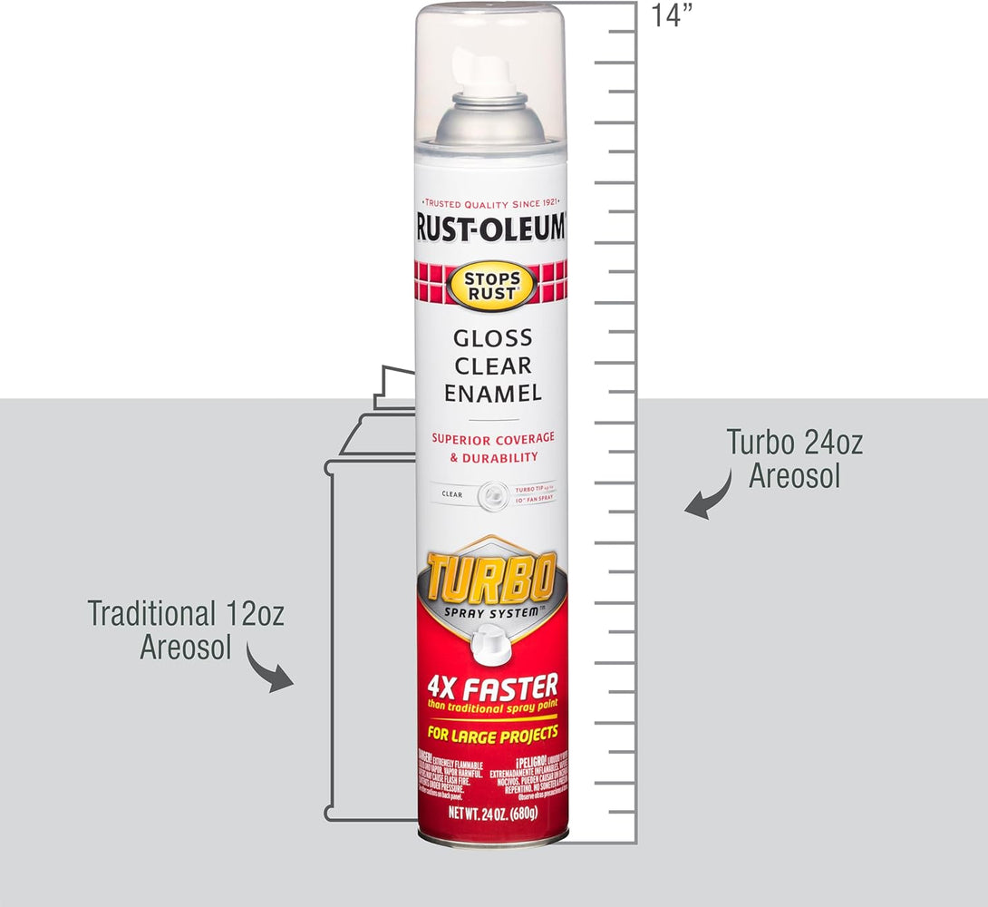 Rust-Oleum 353345 Stops Rust Turbo Spray Paint, 24 Oz, Gloss Clear, (Pack of 1)