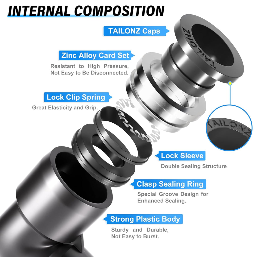 TAILONZ PNEUMATIC Male Elbow 1/2 Inch Tube OD X 1/4 Inch NPT Thread 90 Push to Connect Fittings PL-1/2-N2 (Pack of 5)