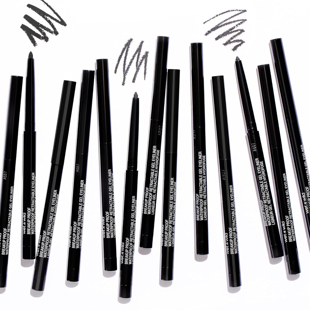 Wet N Wild Mega Last Breakup Proof Retractable Eyeliner - Ultra-Fine Brush, Waterproof,16-Hour Long-Lasting Wear - Cruelty-Free & Vegan - Black