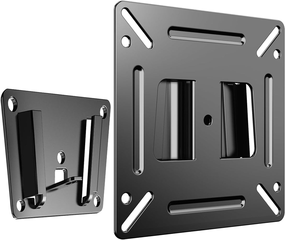 TETVIK Monitor Wall Mount Most 14-24“ Tvs Computer Universal Low Profile RV TV Wall Mount VESA up to 100X100Mm Max Weight 30Lbs Fits 15 19 20 22 23 Inch Camper Small Monitor Mount Bracket