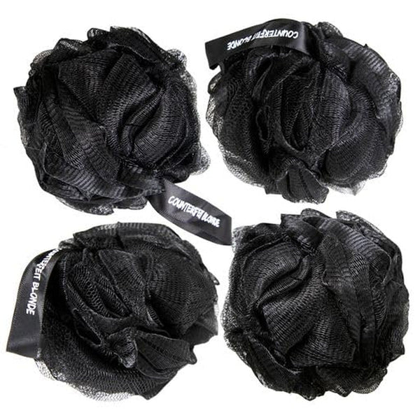 Black Loofah Bath Shower Sponges I (4-Pack) Body Scrubbers for Use in Shower I Bath Sponges for Shower Scrubber for Body I Loofah Exfoliating Body Scrubber Shower Accessories I Body Wash Loofah Sponge