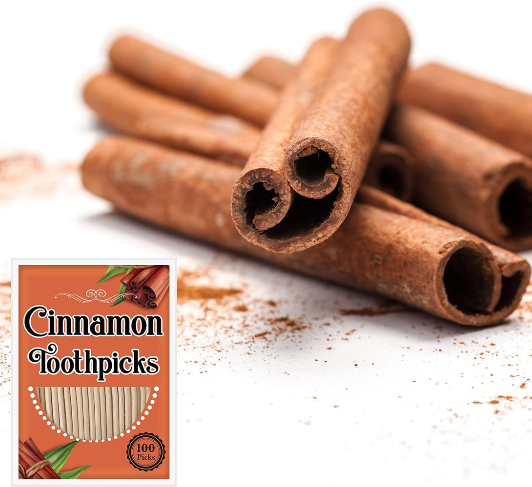 Irenare 600 Pcs Toothpick Cinnamon Wood Flavored Toothpicks Bulk Cinnamon Toothpicks for Adults Disposable Oral Hygiene Teeth Dental Care, 6 Pack