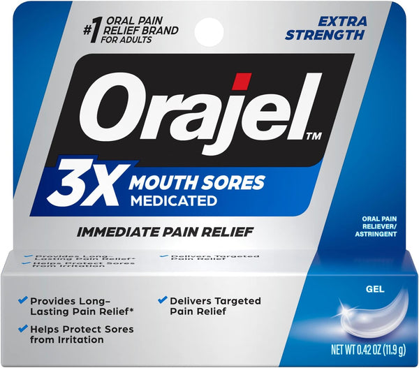 Orajel 3X for Mouth Sores: Maximum Strength Gel Tube 0.42Oz- from #1 Oral Pain Relief Brand