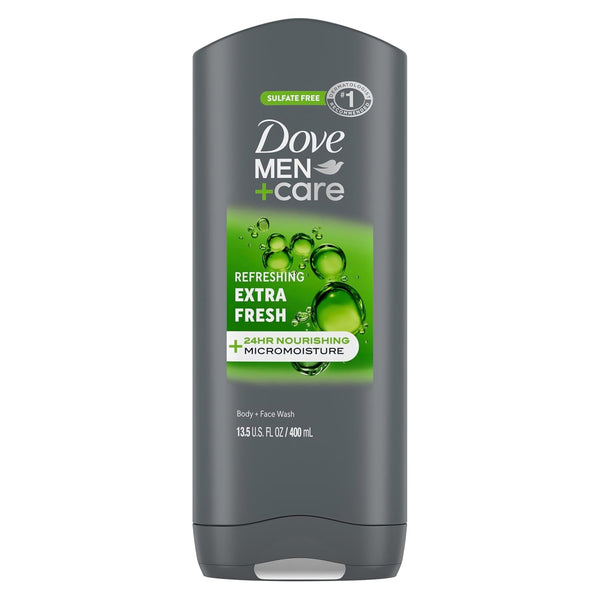 Dove Men+Care Body and Face Wash Refreshing Extra Fresh Body Wash for Men with 24-Hour Nourishing Micromoisture Technology 13.5 Oz