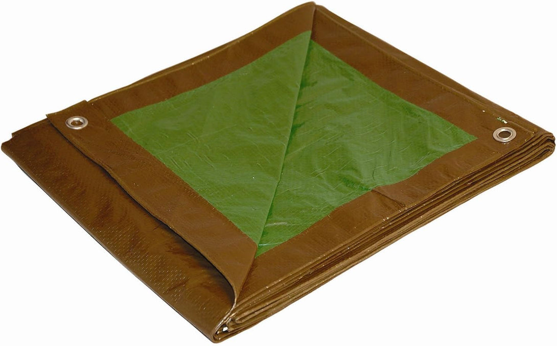 8X16 Multi-Purpose Brown/Green Medium Duty Dry Top Poly Tarp (8'X16')