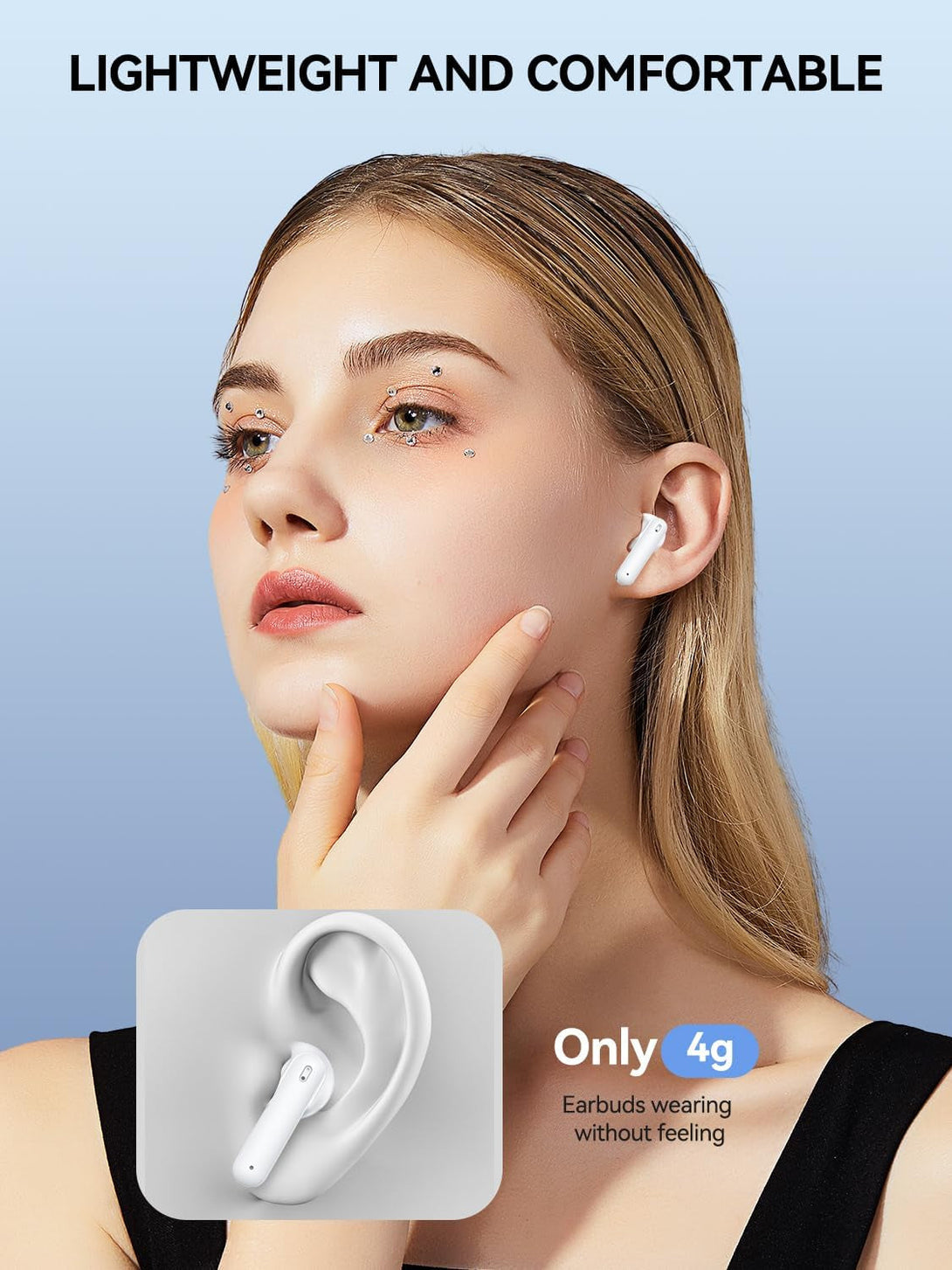 Wireless Earbuds Bluetooth 5.3 Headphones 42 Hrs Playtime with LED Display, Hifi Stereo Wireless Earphones with 4 ENC Noise Cancelling Mics, IPX7 Waterproof Ear Buds for Ios and Andorid White