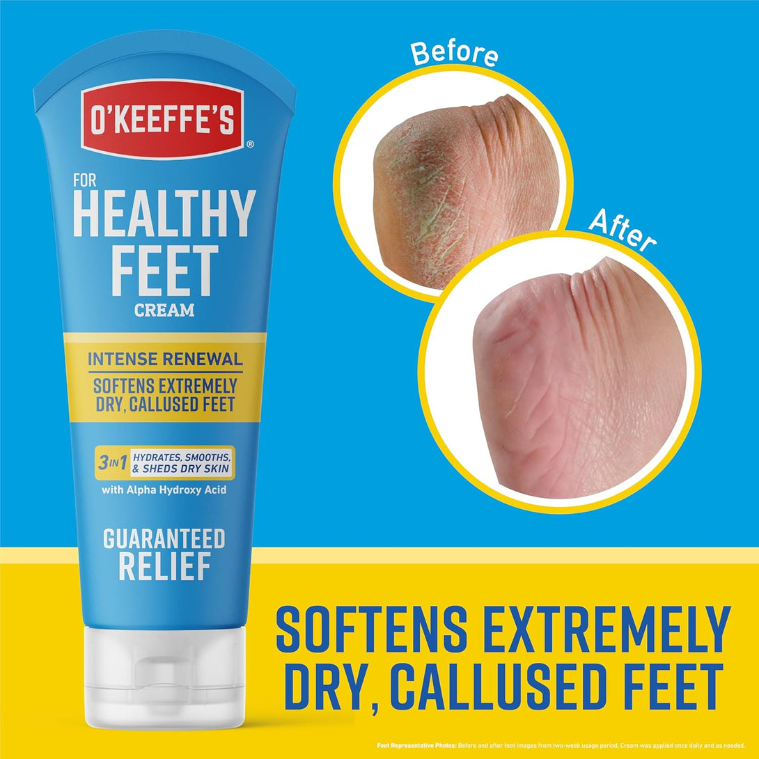 O'Keeffe'S Healthy Feet Intense Renewal Cream with Alpha Hydroxy Acid; Softens and Exfoliates Extremely Dry; Callused Feet; 3Oz Tube (Pack of 1)