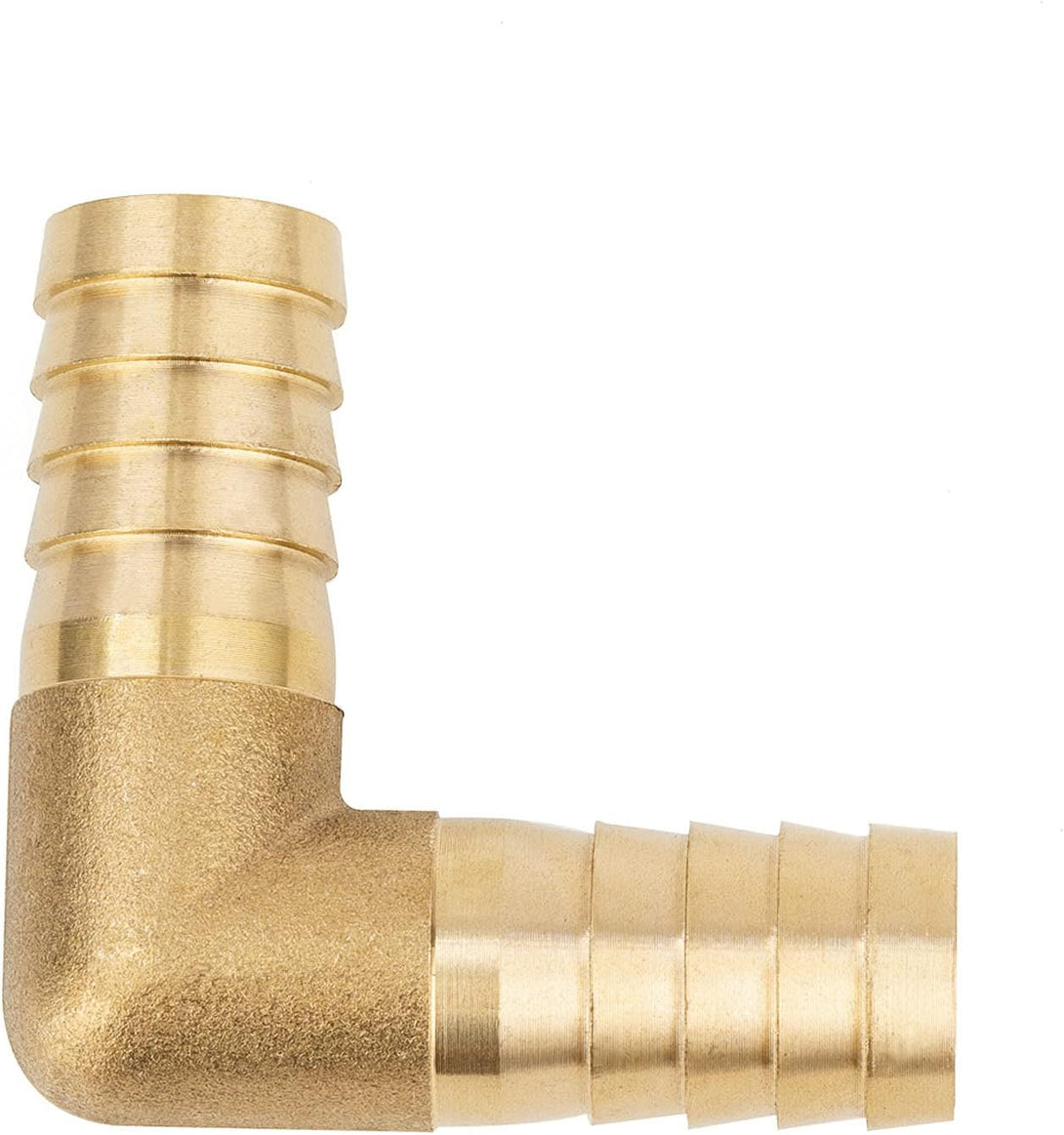 Yoebor Brass Hose Barb Fitting 90 Degree Elbow, 5/8" Barbed X 5/8" Barbed, Fuel/Air/Water/Boat/Gas/Oil WOG (Pack of 2)