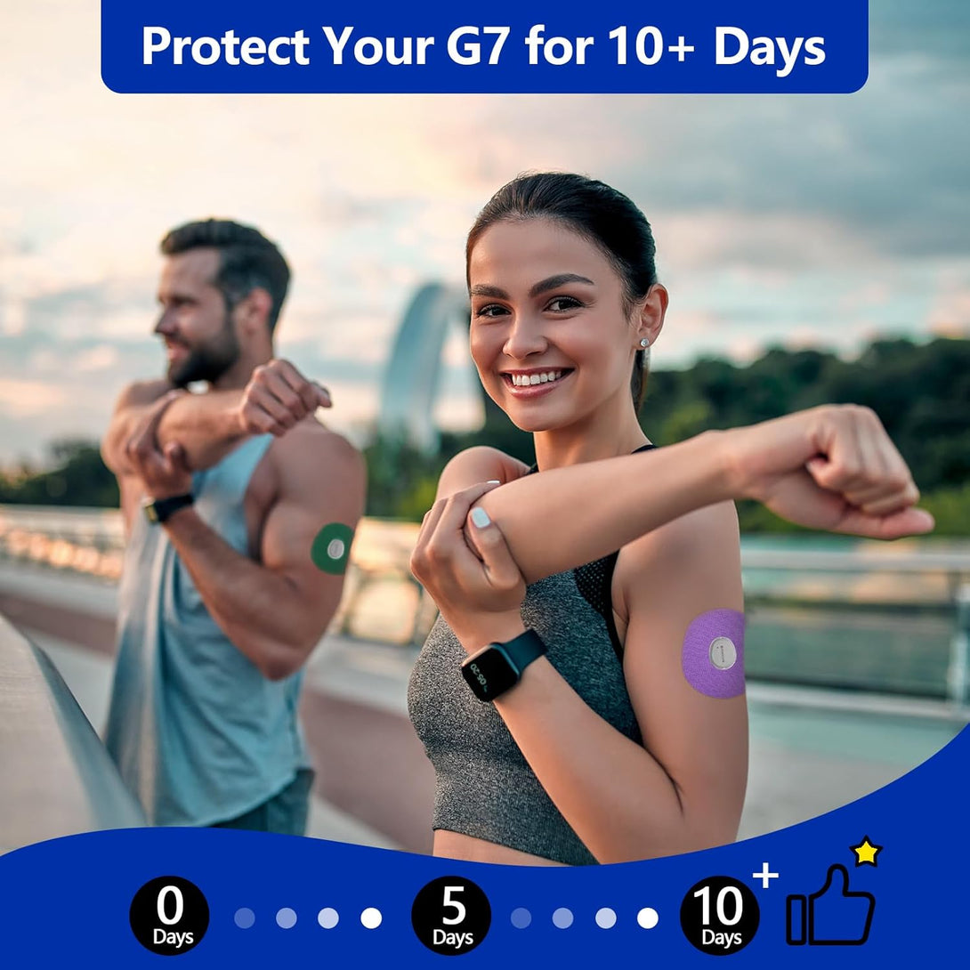 HONYOU 21-Pack G7 Adhesive Patches Waterproof CGM Sensor Protection Tape Compatible for Dexcom Stelo Patches Flexible Overpatches with Hole, 10Days Long Stay Latex-Free & Hypoallergenic, Multicolor