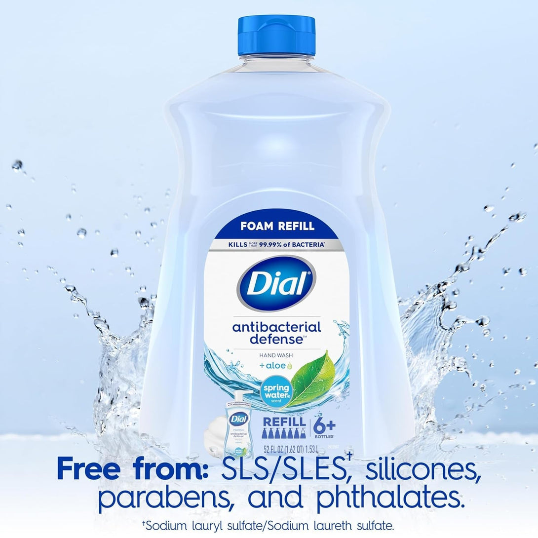 Dial Antibacterial Foaming Hand Soap Refill, Spring Water, 52 Fl Oz (Pack of 1)