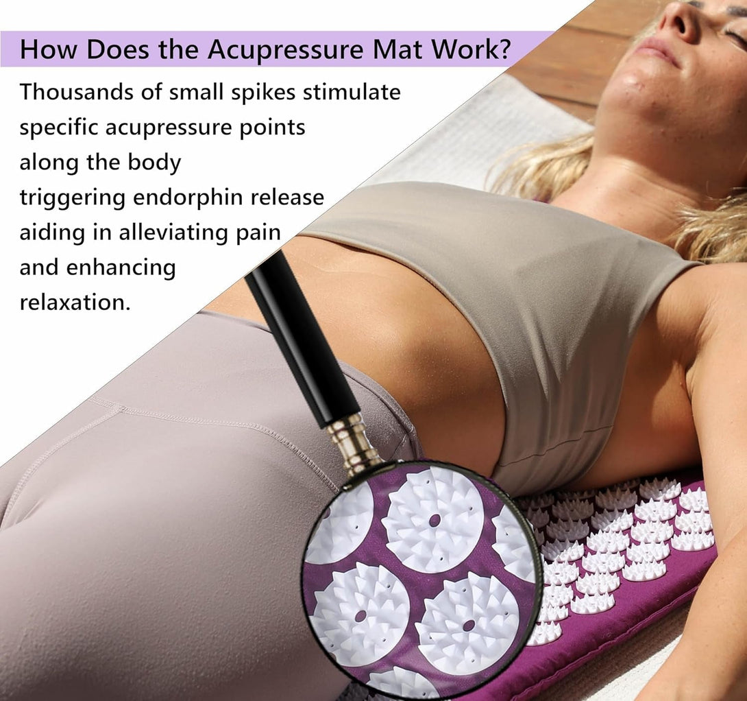 Acupressure Mat & Pillow Set - Acupressure Therapy for Back and Neck Pain Relief, Sciatica, and Pressure Point Aches Ideal Acupuncture Mat for Sleeping Aid & Recovery