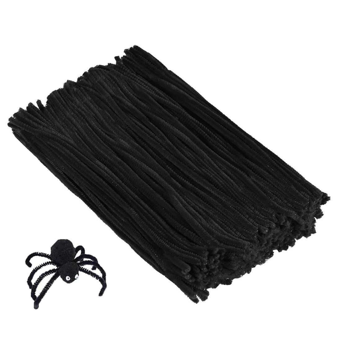 Cuttte Pipe Cleaners Craft Supplies - 300Pcs Black Pipe Cleaners Chenille Stems for Craft Kids DIY Art Supplies (6 Mm X 12 Inch)