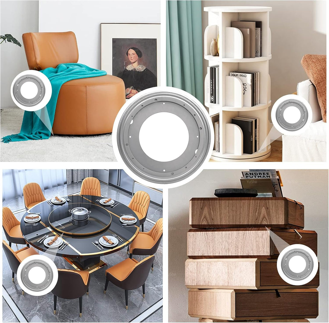 12-Inch Heavy Duty Lazy Susan Hardware, 6.3/16'' Thick Rotating Bearing Plate with 1000Lbs Capacity, Lazy Susan Turntable Bearing for 360 Degree Rotating Table, Serving Tray