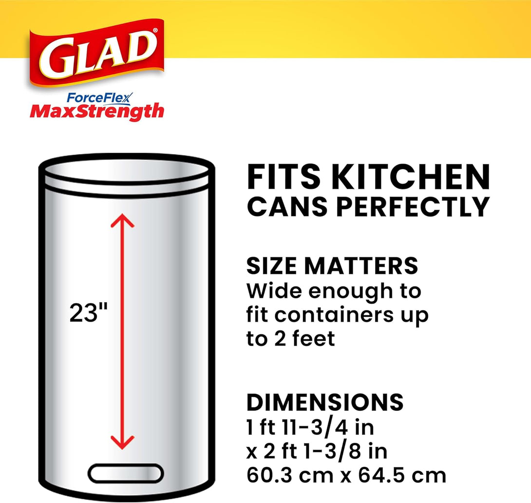 Glad Forceflex Maxstrength XL Kitchen Trash Bags, 20 Gal, Fresh Clean, 80 Ct (Package May Vary)