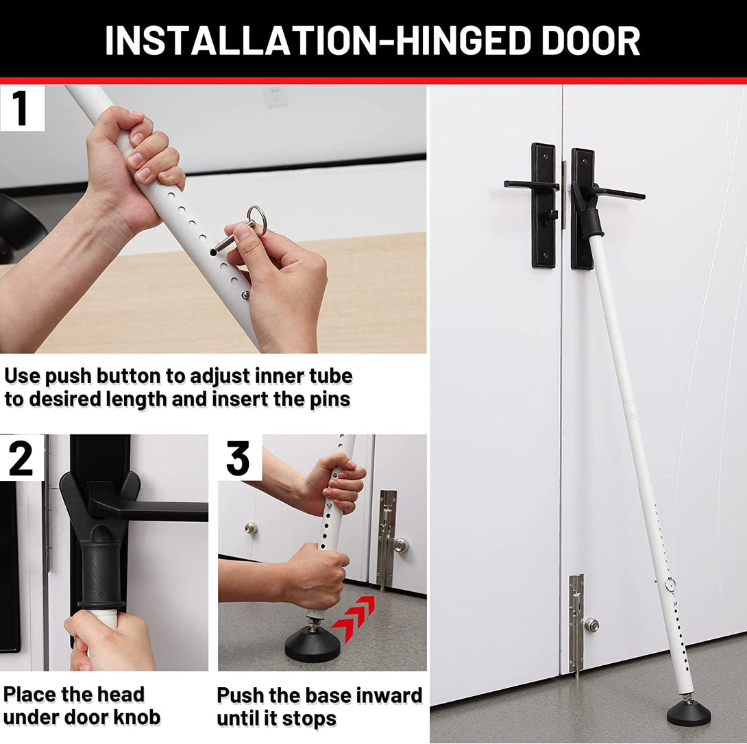 Door Stoppers Security Bar 2 Pack - Heavy Duty Door Jammer - Adjustable Sliding Door Lock Bar - Door Barricade Security Bars for Window, Front Door, Patio Door, Apartment, Home, Hotel Room