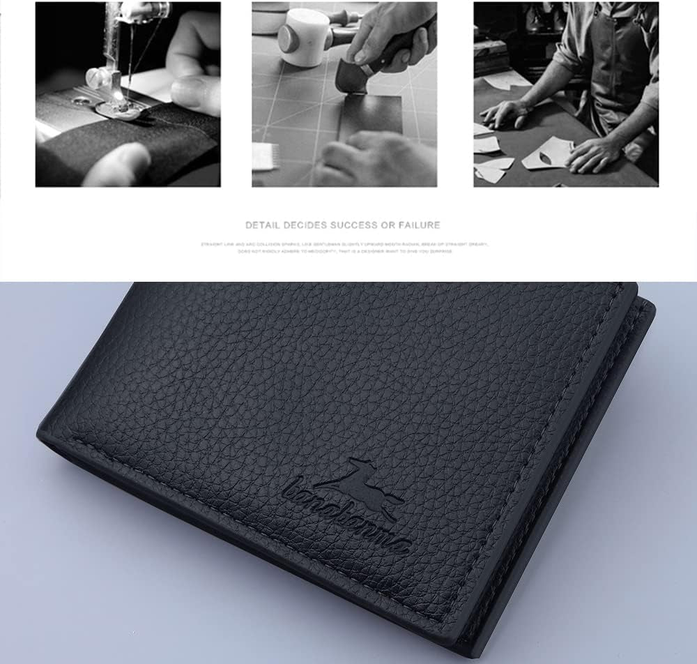 Slim Wallet for Men with Money Clip, Minimalist Zipper, Bifold Mens Wallets Credit Card Holder, PU Leather Men'S Coin Purse, Carteras Para Hombres (Black) WANFORD-0002