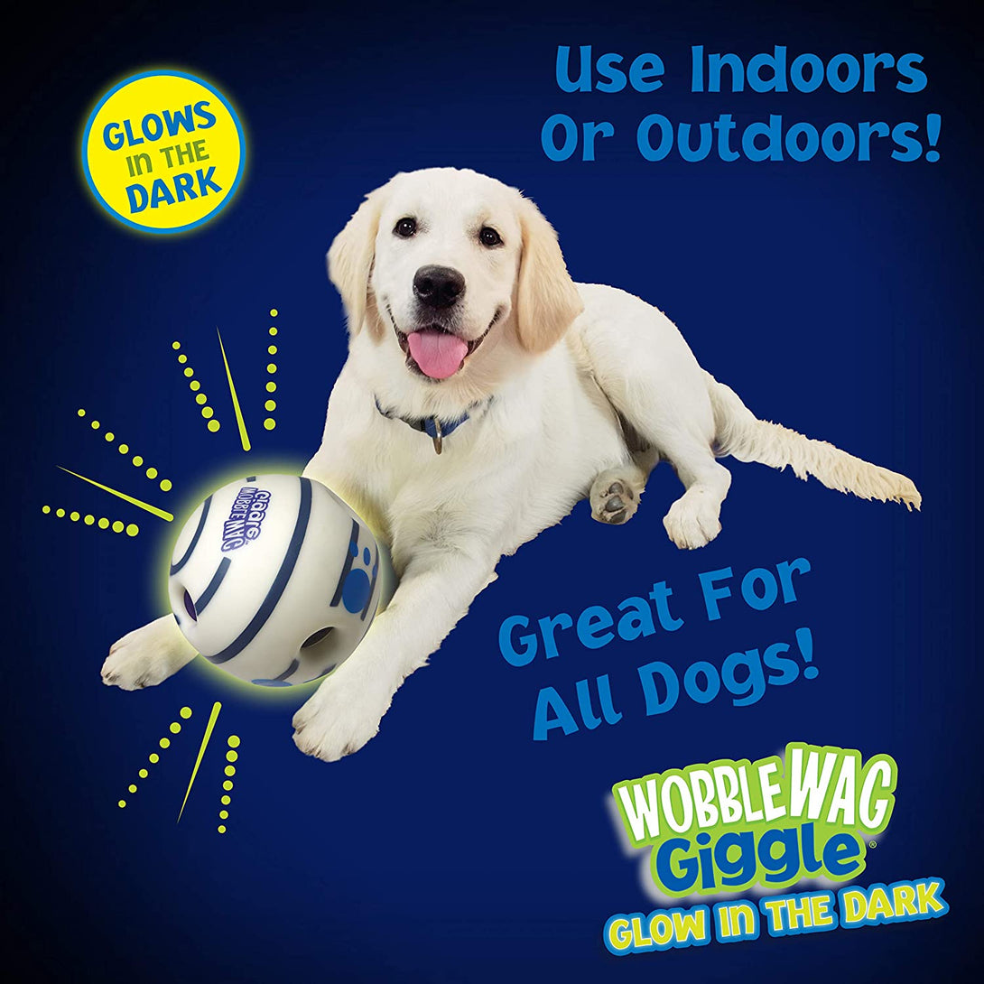 Wobble Wag Giggle Ball - Interactive Glow in the Dark Dog Toy, Giggle Sounds Keeps Dogs Busy and Entertained for Self Play, Pets Know Best