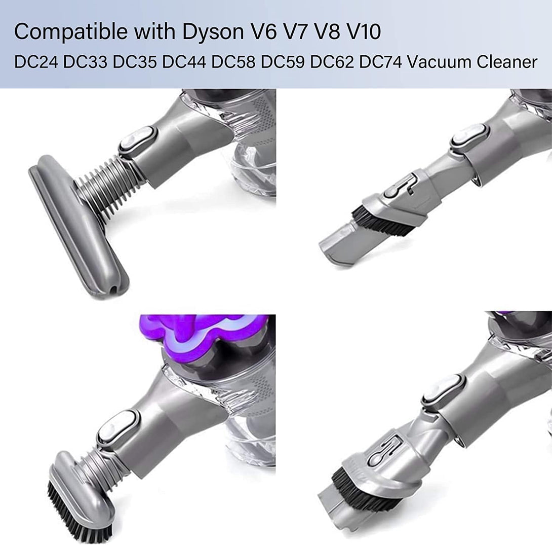 Replacement Attachments Tools Kit for Dyson V6 DC24 DC33 DC35 DC39 DC44 DC58 DC59 DC62 DC74, Dyson Cordless Vacuum Accessories (4 Pcs Set Brush Kit)