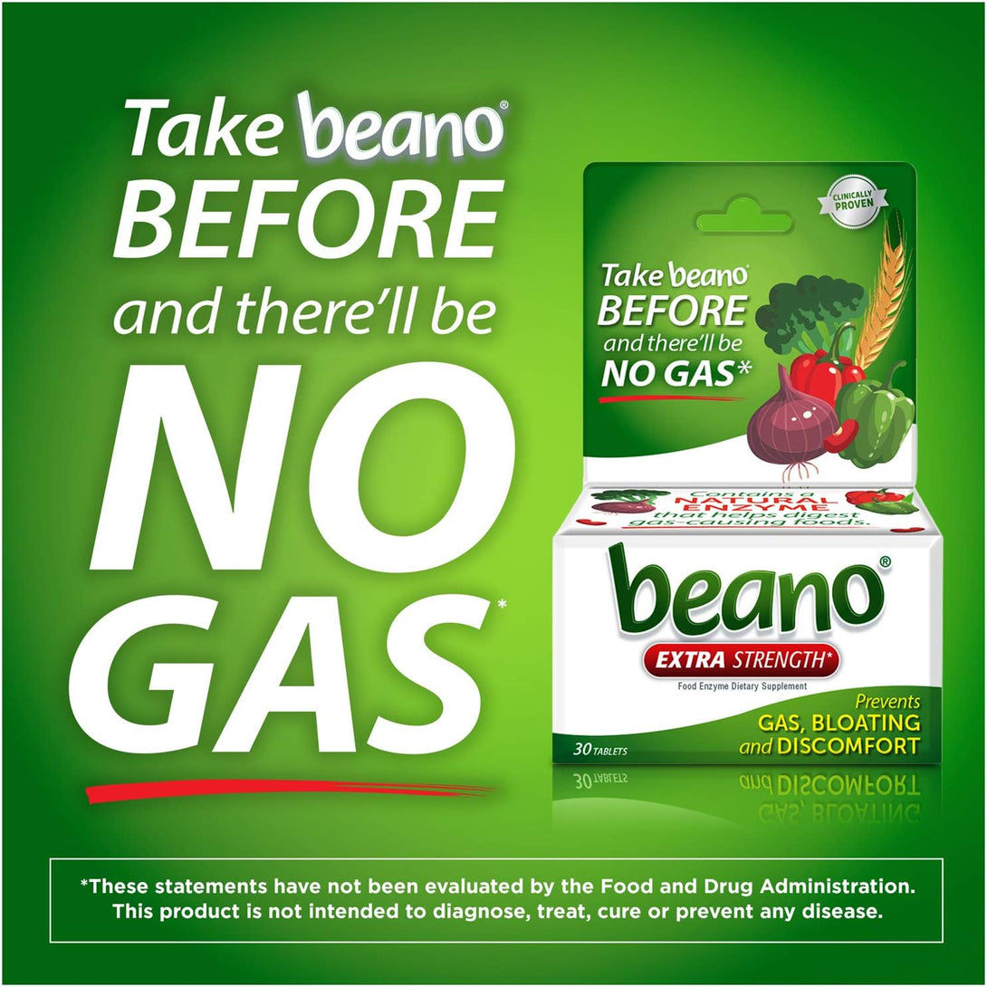 Beano Ultra 800 Gas Prevention, Food Enzyme Dietary Supplement, Help Digest Gas-Causing Foods, 30 Tablets