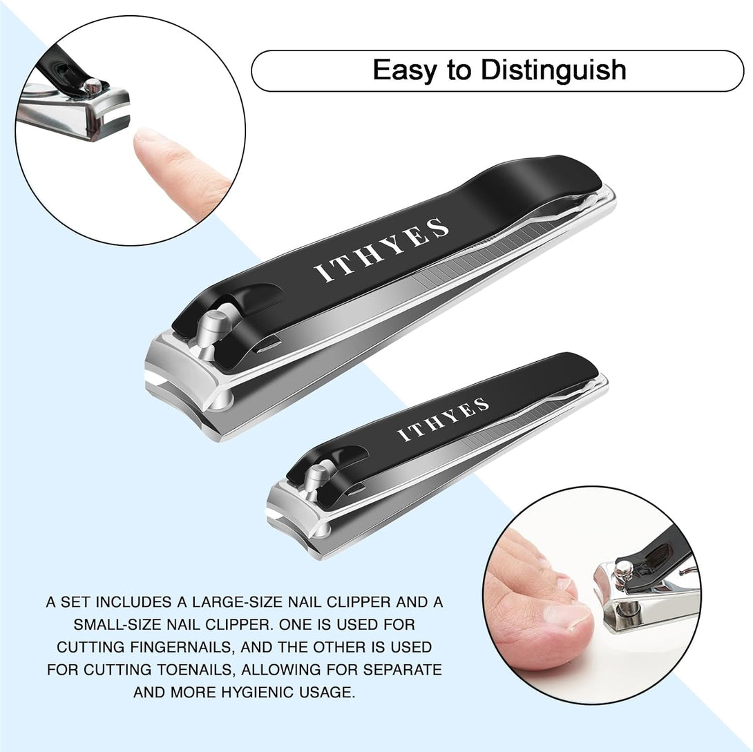 Nail Clippers Nail Cutter Set Toenail Fingernail Clippers Kit for Thick Nails Stainless Steel Sharp Sturdy Trimmer for Men & Women, Set of 2