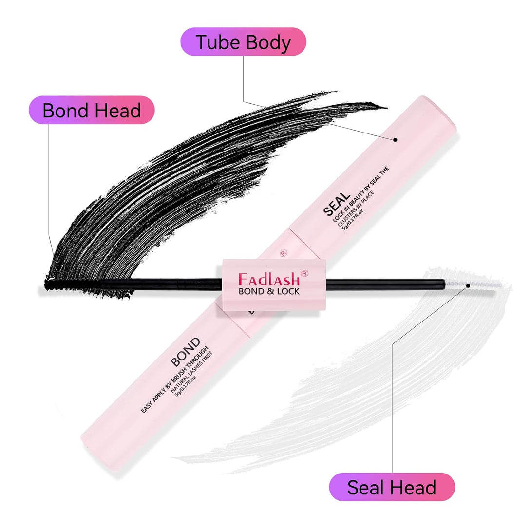 FADLASH DIY Lash Extension Kit Individual Lashes Cluster D Curl Eyelash Extension Kit with Lash Bond and Seal and Lash Applicator Tool for Self Application at Home (40D-0.07D-12-18MIX KIT)