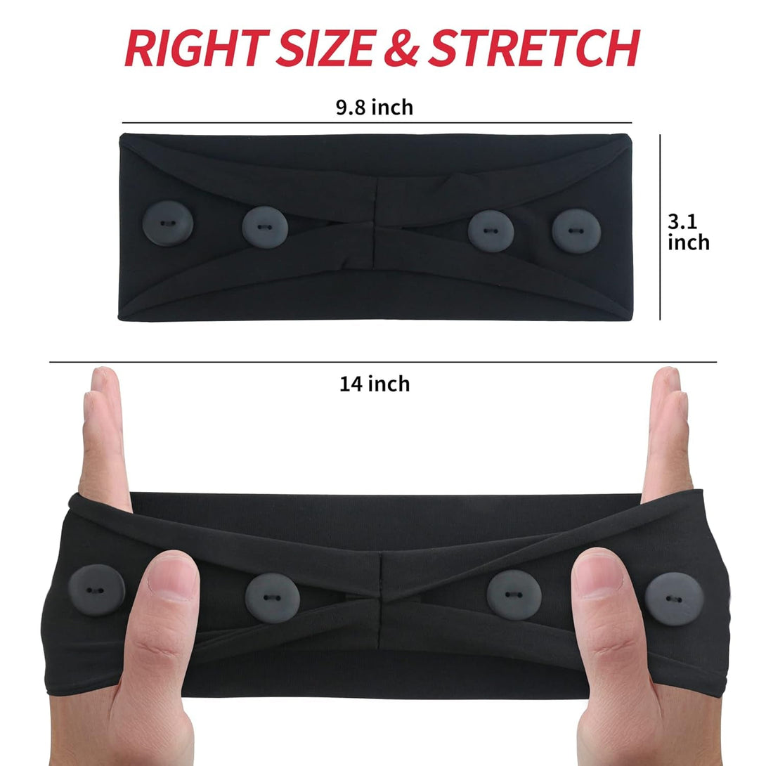 ABAMERICA Headbands with Button for Mask, Wide Nurses Headbands Non Slip Elastic Ear Protection for Women Men Doctors Sweatband Headband