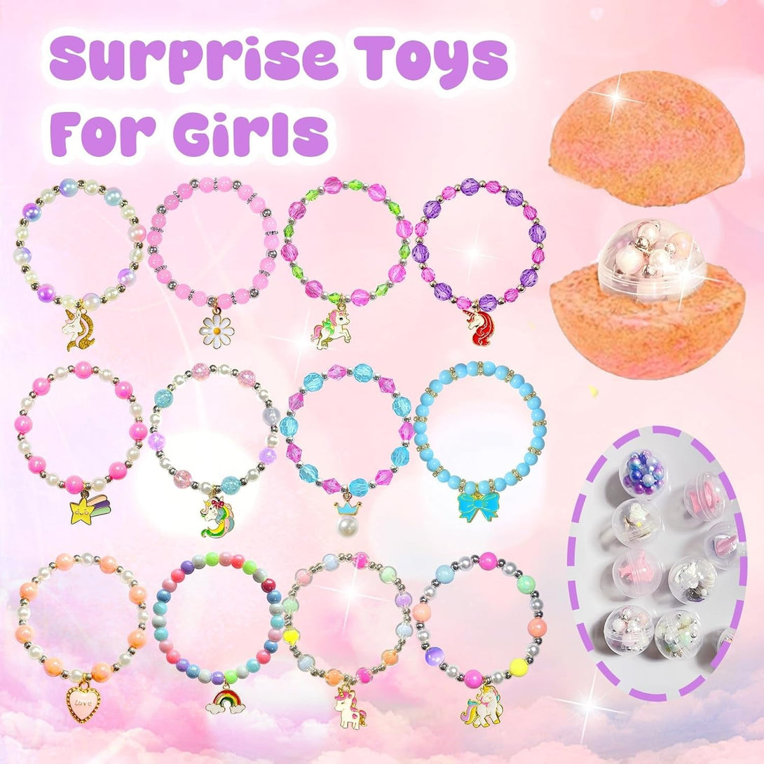 Bath Bombs for Kids Girls with Surprise Toys Inside, 12Pcs Handmade Fizzies Spa Bath Bomb with Jewelry Toys inside Gifts for Girls Birthday, Christmas, Bubble Dry Skin Moisturize Bath Ball