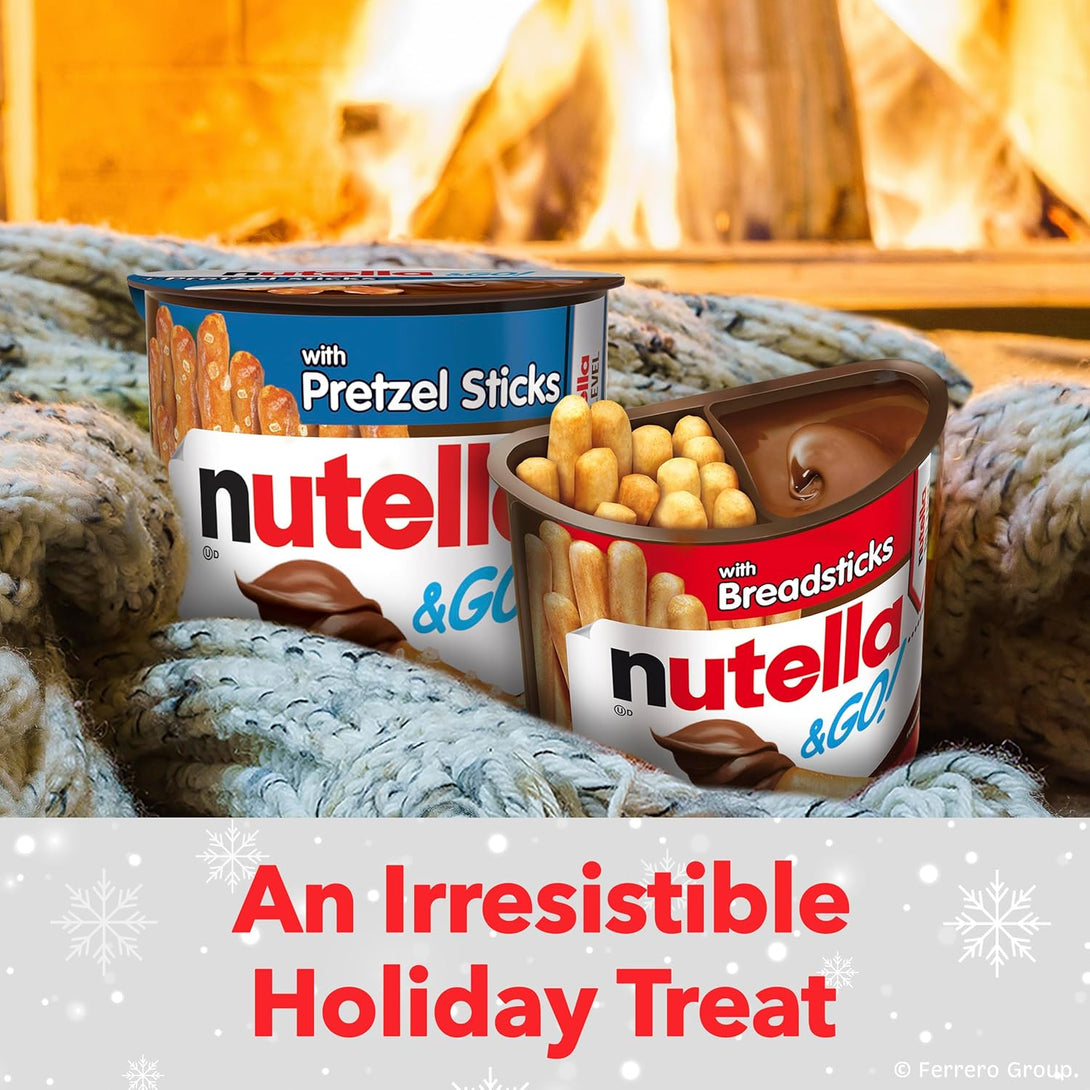 Nutella & GO! Bulk 12 Pack, Hazelnut and Cocoa Spread with Breadsticks, Stocking Stuffers, Snack Cups, 1.8 Oz Each​